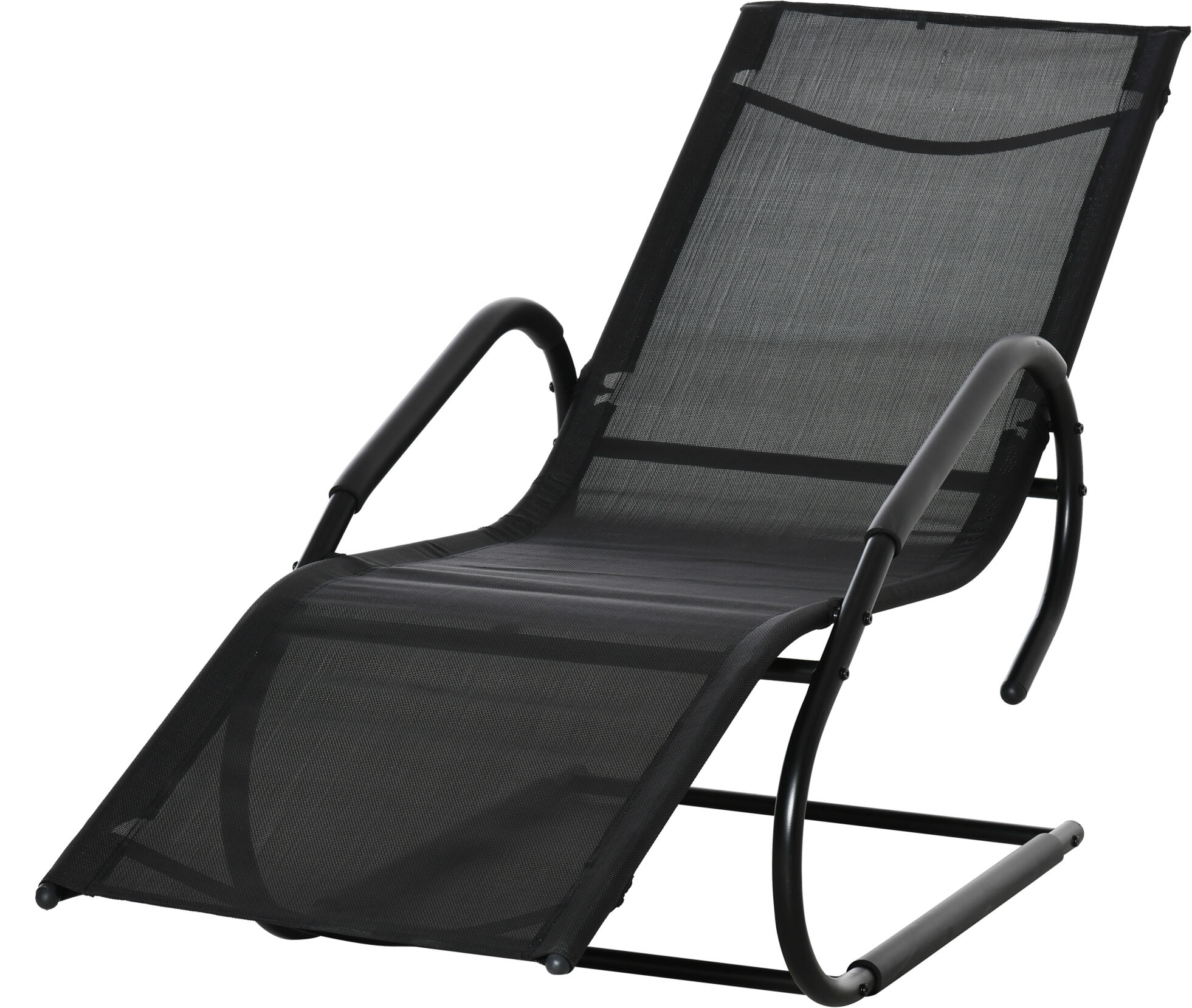 Outsunny Chaise longue transat bain de soleil design contemporain grand confort revêtement textilène métal galvanisé dim. 160L x 59,5l x 83H cm noir