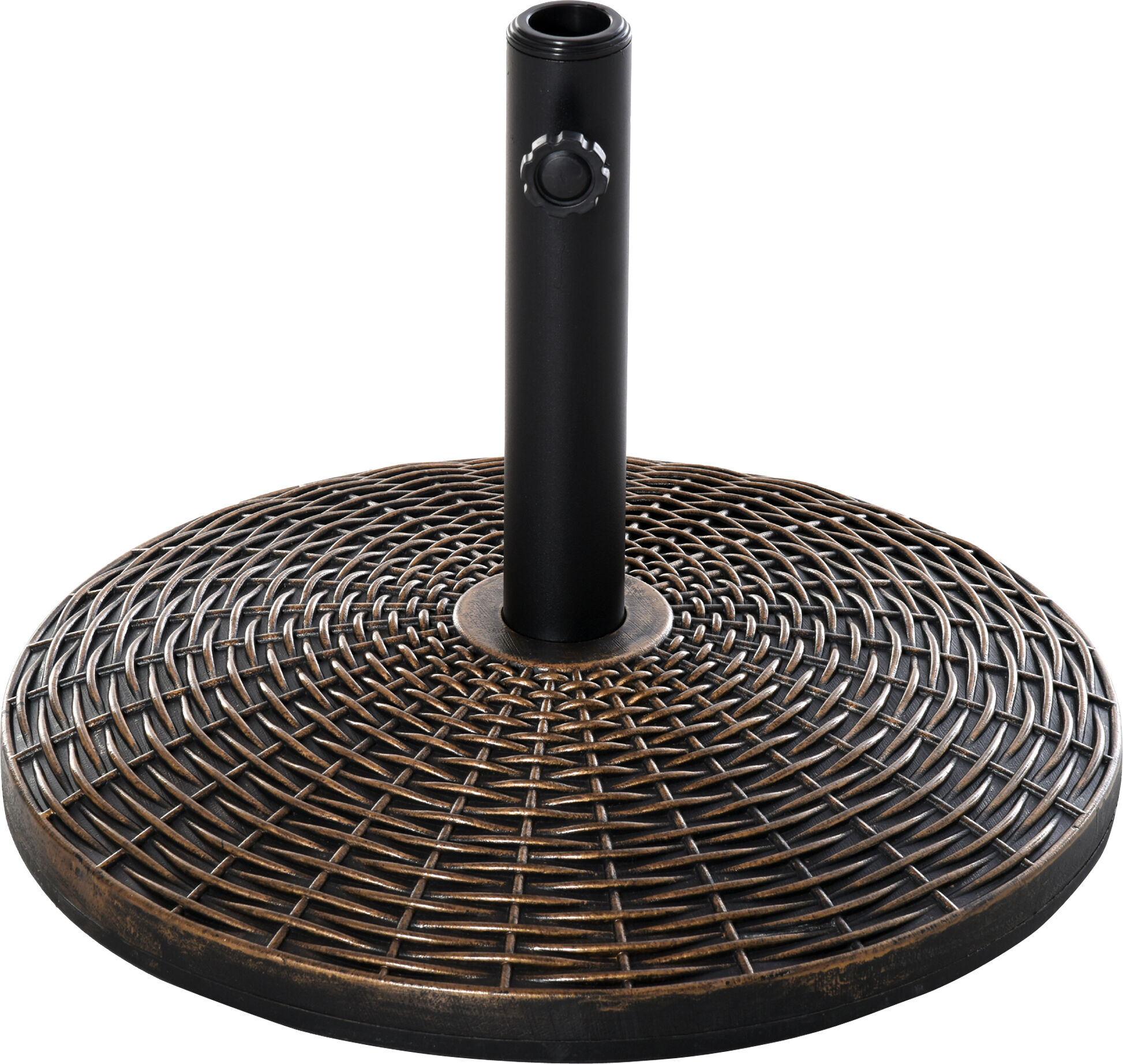 Outsunny Pied de parasol rond base de lestage Ø 53 x 35,5 cm résine imitation rotin poids net 25 Kg noir bronze