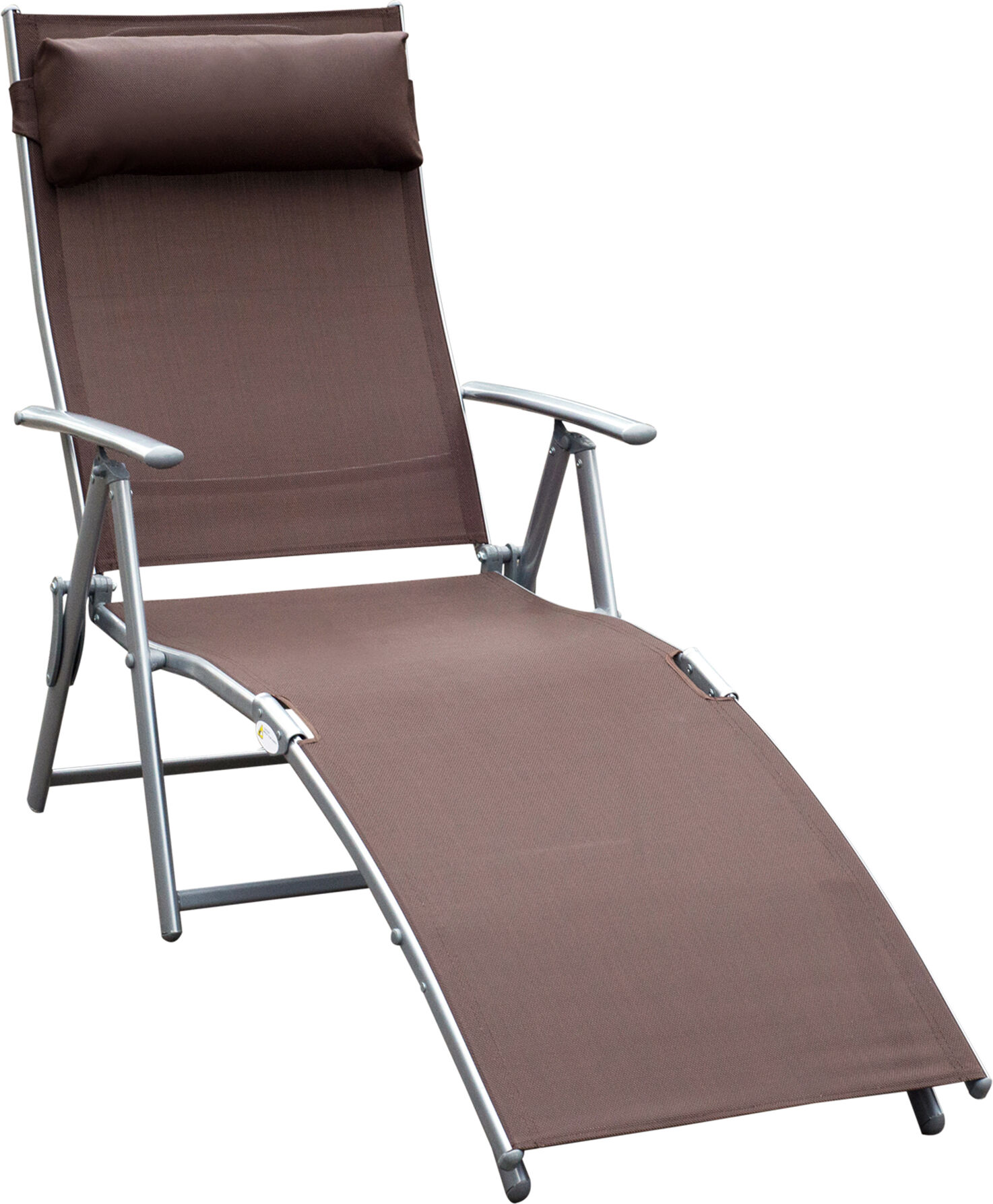 Outsunny transat chaise longue bain de soleil pliable dossier inclinable multi-positions têtière fournie 137L x 64l x 101H cm métal époxy textilène 