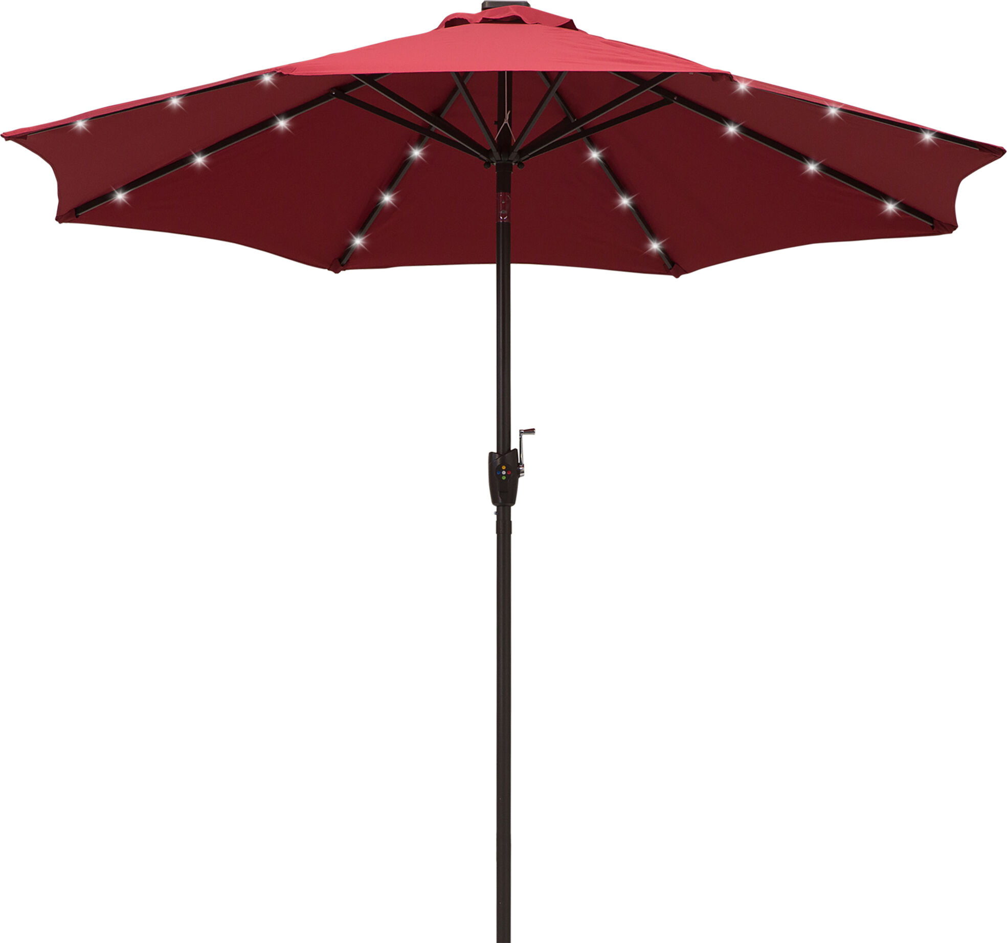 Outsunny Parasol de Jardin Octogonal Ø275 cm Éclairage LED 4 Couleurs avec Manivelle Rotatif en Alliage d’Aluminium 8 Baleines pour Terrasse Jardin 