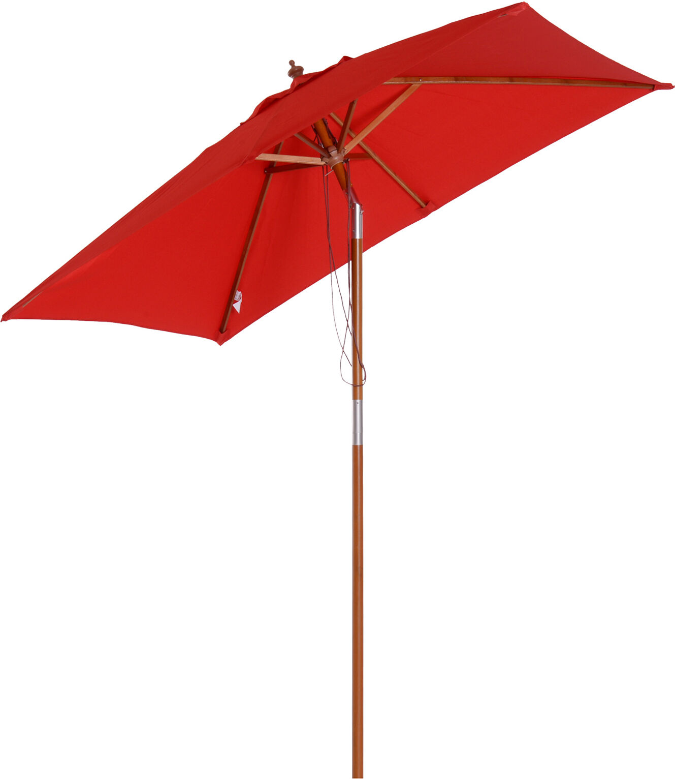 Outsunny Parasol de Jardin Rectangulaire Inclinable Terrasse Balcon Patio Piscine Bois Massif Bambou 2 x 1,5 x 2,3 m Rouge