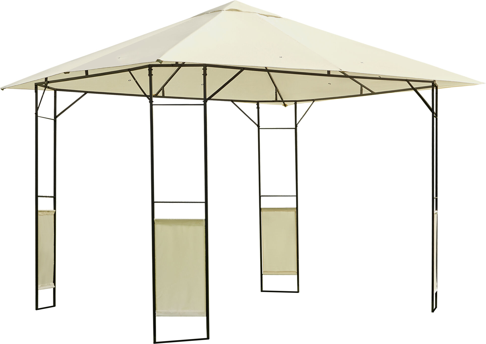 Outsunny Tonnelle Barnum pavillon de Jardin dim. 3L x 3l x 2,6H m métal époxy Toile Polyester Haute densité crème