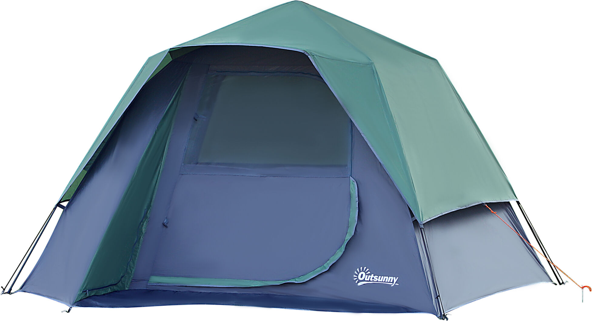 Outsunny Tente pop up montage instantané grande porte + 3 fenêtres - dim. 2,5L x 1,94l x 1,6H m fibre verre polyester oxford bleu vert