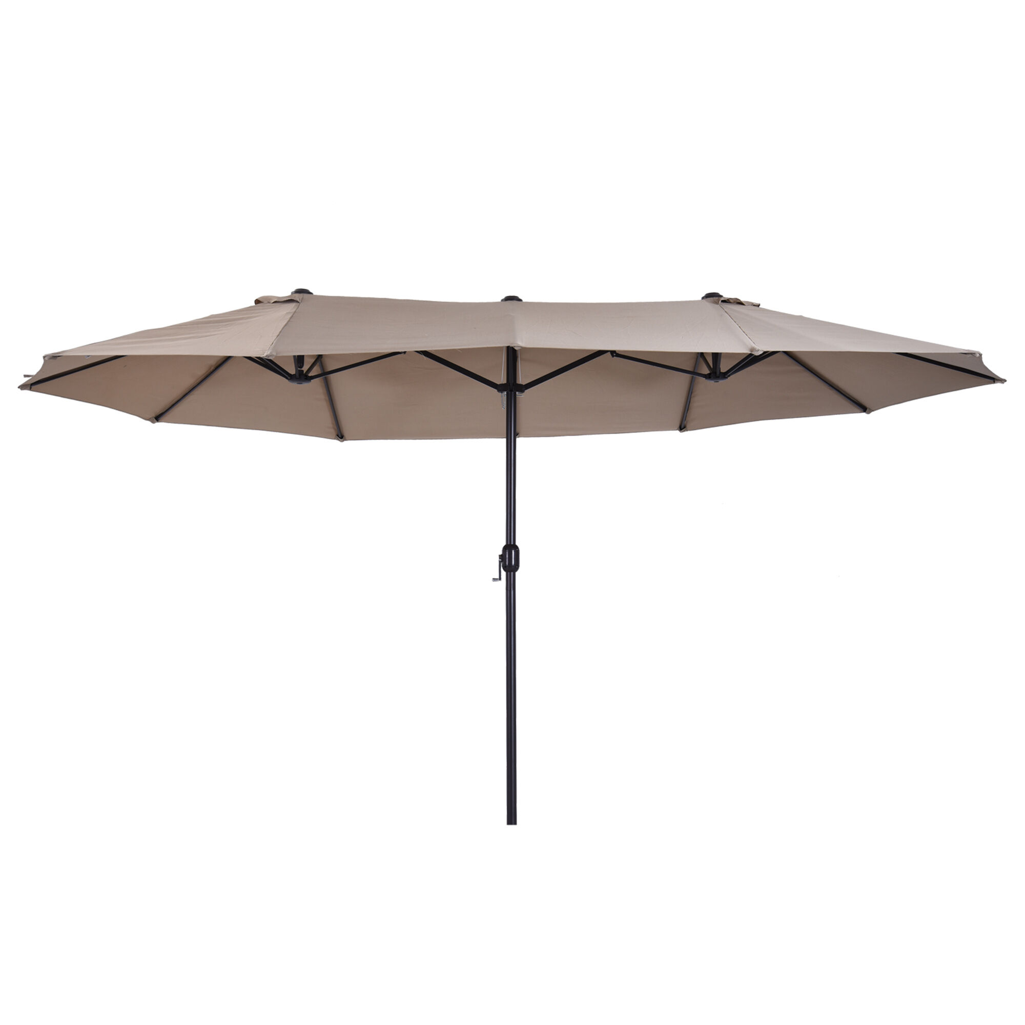 Outsunny Parasol XXL Composé de 12 entretoises en métal Tissu polyester haute densité 180 g/m² Diamètre latérale du parasol: 2,7 m marron
