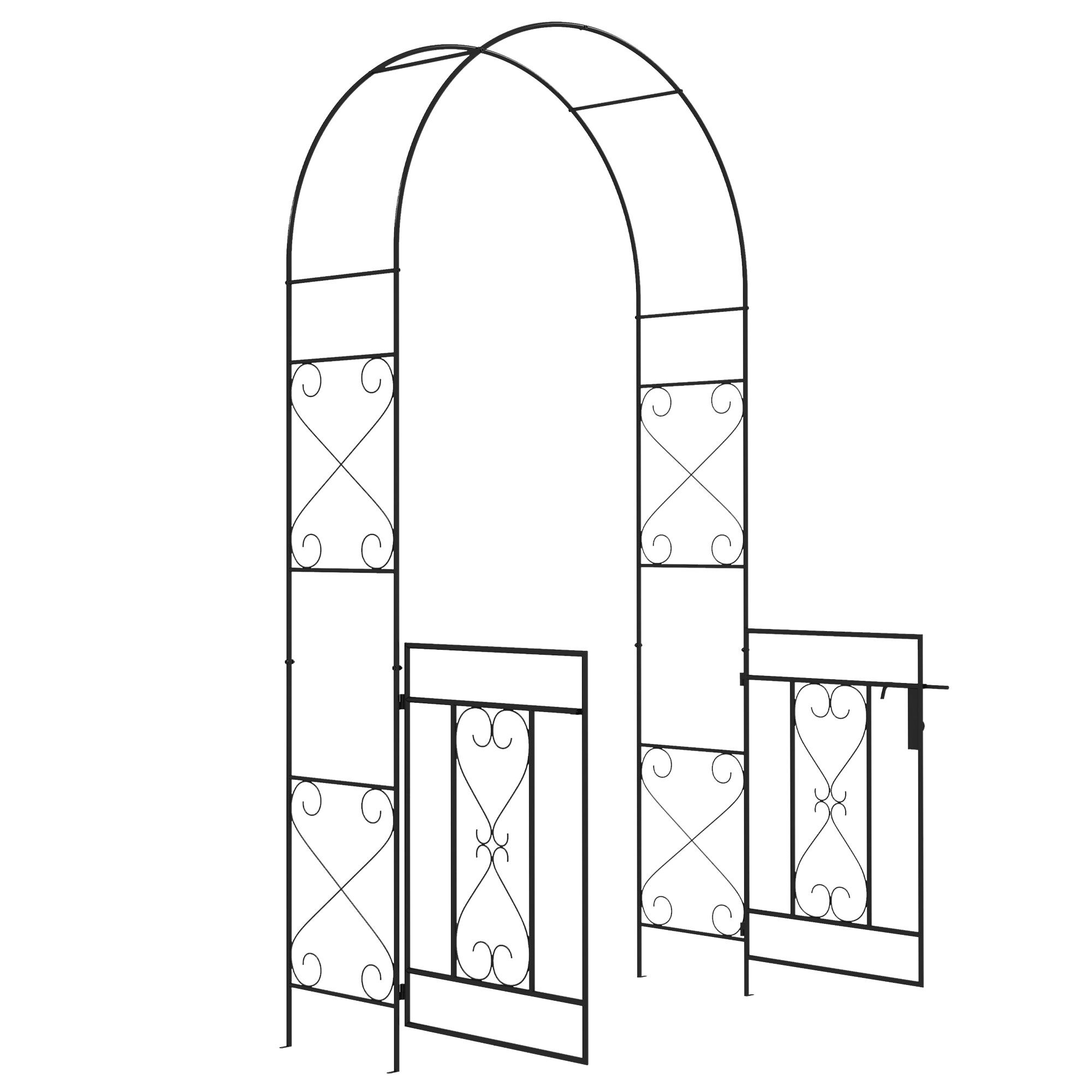 Outsunny Arche de Jardin avec portillon Arche à rosiers Style Fer forgé dim. 114L x 36l x 232H cm métal époxy Noir