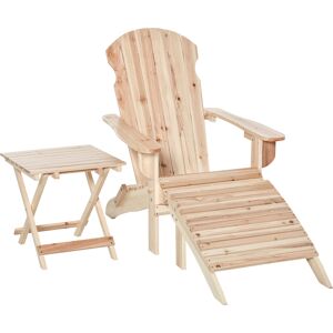 Outsunny Fauteuil de jardin Adirondack pliable avec repose-pied et table basse bois sapin traité naturel