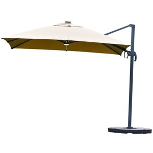 Outsunny Parasol déporté carré inclinable pivotant 3 x 3 x 2,66 m manivelle parasol LED solaire polyester très haute densité 250 g/m² kaki