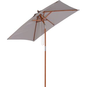 Outsunny Parasol rectangulaire inclinable bois polyester haute densité 2L x 1,5l x 2,3H m gris clair