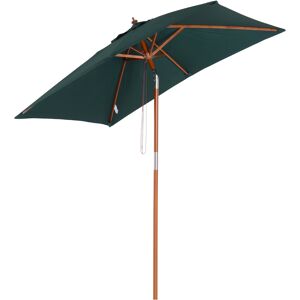 Outsunny Parasol rectangulaire inclinable bois polyester haute densité 2L x 1,5l x 2,3H m vert foncé