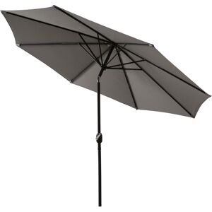 Outsunny Parasol en métal rond polyester 180g/m² manivelle inclinable Ø 3 x 2,45 m gris clair