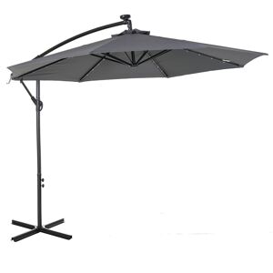 Outsunny Parasol déporté solar LED à manivelle inclinable manivelle métal époxy Ø 3 x 2,6H m gris