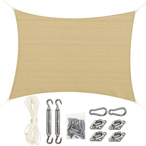 Outsunny Voile d'ombrage rectangulaire grande taille 4 x 3 m polyéthylène haute densité HDPE résistant aux UV beige   Aosom France