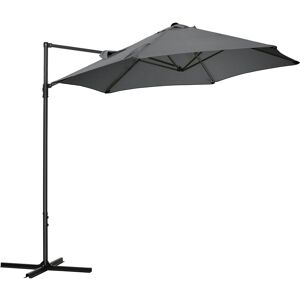 Outsunny Parasol déporté octogonal mât en acier, inclinable et pivotant à 360 ° diamètre 256 cm gris anthracite   Aosom France