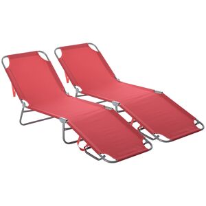 Outsunny Bain de Soleil transat Pliable Dossier réglable Multipositions métal et Polyester Bordeaux