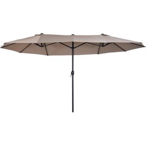 Outsunny Parasol XXL Composé de 12 entretoises en métal Tissu polyester haute densité 180 g/m² Diamètre latérale du parasol: 2,7 m marron