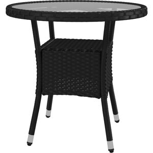 Outsunny Table ronde de jardin en résine tressée et plateau verre trempé 1 étagère de rangement, style cosy chic Ø80 x 75H cm