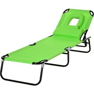 Outsunny Transat de Jardin Chaise Longue Pliante Bain de Soleil pour Lecture vert