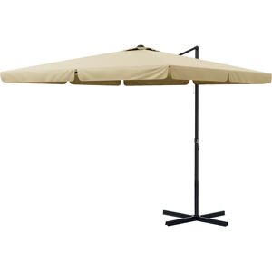 Outsunny Parasol déporté carré inclinable manivelle avec pied en croix 3 x 3 x 2,56H m, aluminium, pour jardin, beige