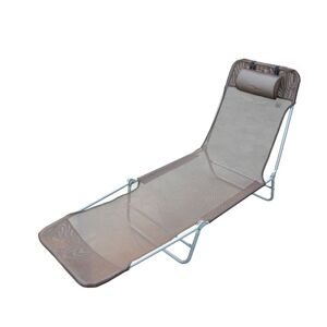 HOMCOM Chaise longue pliante bain de soleil inclinable transat textilène lit jardin plage 182L x 56l x 24,5H cm chocolat - Publicité