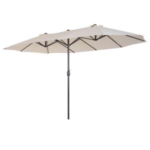 Outsunny Parasol de jardin XXL parasol grande taille 4,6L x 2,7l x 2,4H m ouverture fermeture manivelle acier polyester haute densité crème - Publicité