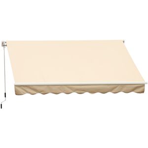 Outsunny Store banne Store balcon manuel rétractable alu. polyester imperméabilisé haute densité 4 x 2,5 m beige   Aosom France - Publicité