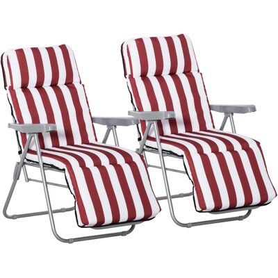 Outsunny Lot de 2 chaise longue bain de soleil adjustable