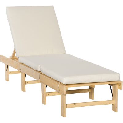 Outsunny Bain de soleil transat pour jardin avec matelas rembourré