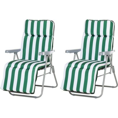 Outsunny Lot de 2 Chaise Longue Bain de Soleil Adjustable