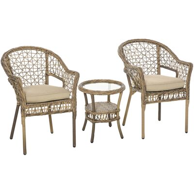 Outsunny Ensemble salon de jardin 2 chaises et table basse