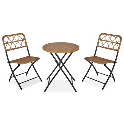 Outsunny Ensemble salon de jardin 2 chaises et table pliables