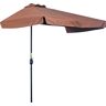 Outsunny Demi parasol de jardin balcon terrasse manivelle tissu polyeter anti-UV 230 x 130 x 249 cm chocolat