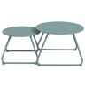 Outsunny Lot de 2 tables basses rondes gigognes empilables de Jardin métal époxy, Table d'Appoint Stable pour extérieur, Bleu
