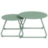 Outsunny Lot de 2 tables basses rondes gigognes empilables de Jardin métal époxy, Table d'Appoint Stable pour extérieur, vert