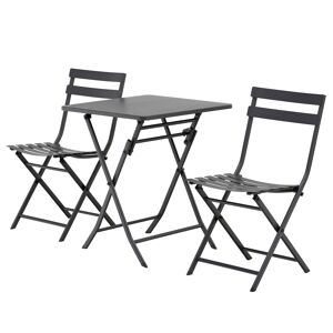 Outsunny Salon de jardin bistro pliable - table carré avec