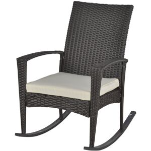 Outsunny Fauteuil a Bascule Rocking Chair avec Coussin d?Assise Dehoussable Dim. tot. canape 130L x 72l x 93H cm chocolat