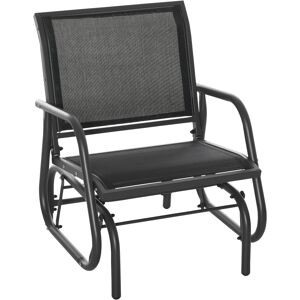 Outsunny Banc a bascule de jardin rocking chair design accoudoirs assise et dossier ergonomique acier textilene 75 x 66 x 85 cm noir