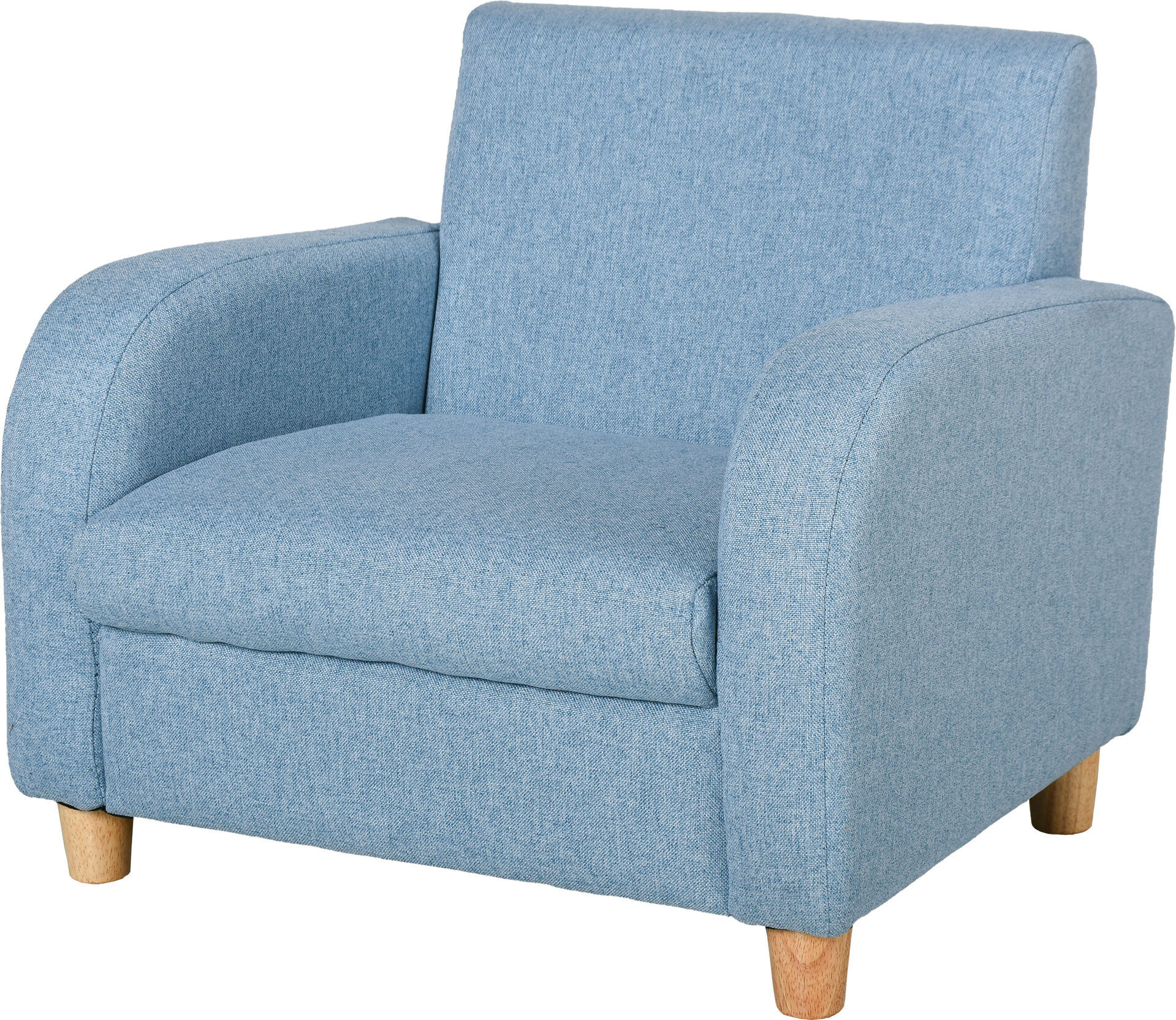 HOMCOM Fauteuil pour enfants rembourrage mousse revêtement en lin cadre en bois pour salle de salle d'étude et jeux chambre 49 x 45 x 44 cm bleu