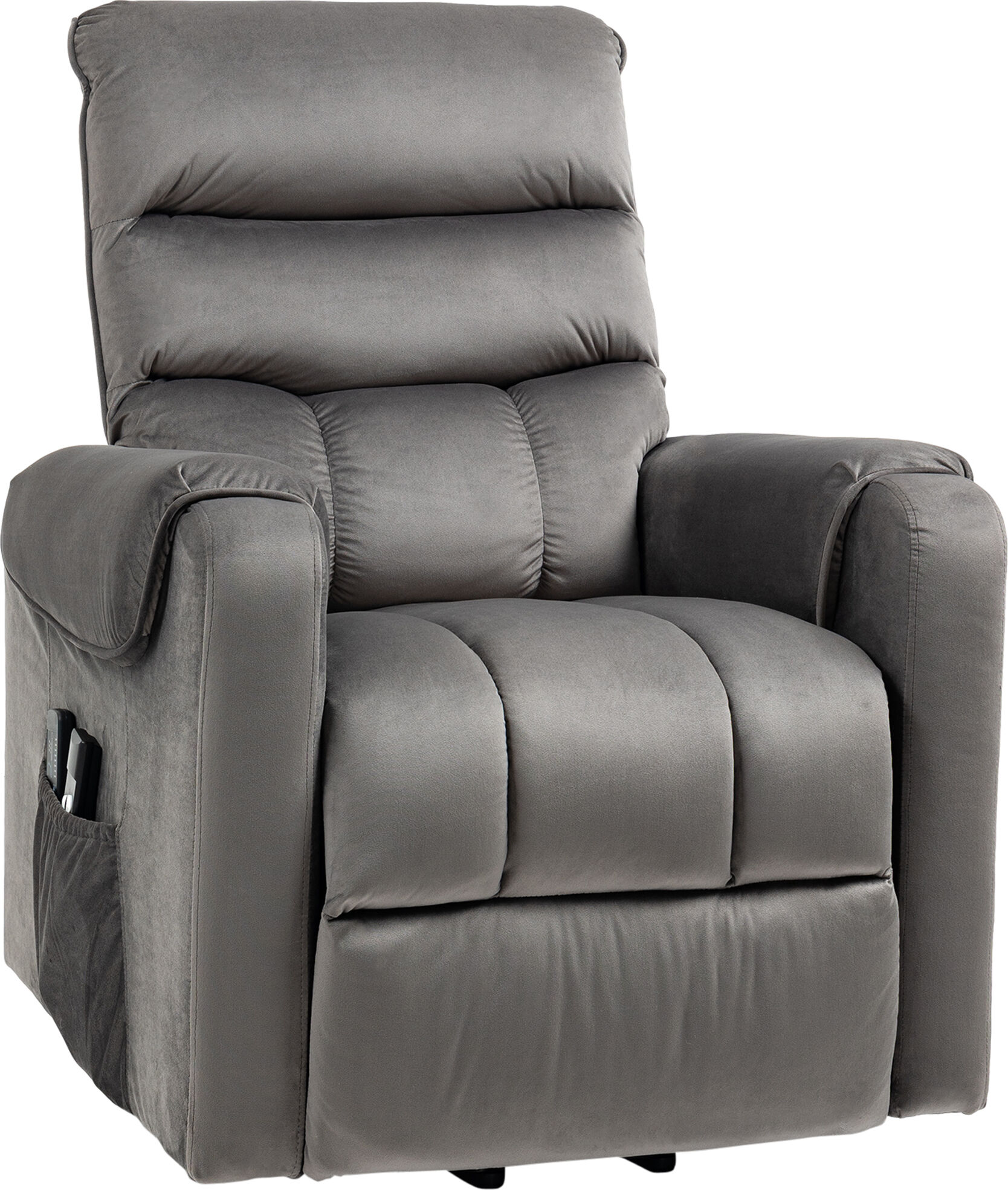 HOMCOM Fauteuil releveur massage électrique inclinable avec Repose-Pied télécommande revêtement tissu aspect velours gris