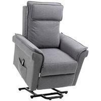 HOMCOM Fauteuil releveur inclinable électrique avec repose-pied fonction massage télécommande et pochette lin gris chiné