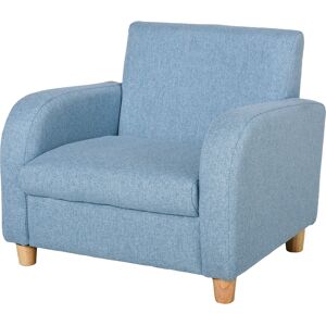 HOMCOM Fauteuil pour enfants rembourrage mousse revêtement en lin cadre en bois pour salle de salle d'étude et jeux chambre 49 x 45 x 44 cm bleu