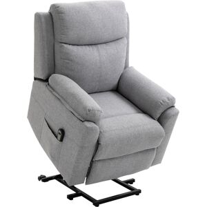 HOMCOM Fauteuil de Relaxation électrique Fauteuil releveur inclinable avec Repose-Pied Ajustable et télécommande Gris Clair chiné