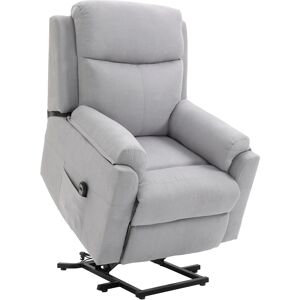 HOMCOM Fauteuil Relax électrique Fauteuil releveur inclinable avec Repose-Pied Ajustable et télécommande Tissu Polyester Aspect Lin Gris Clair