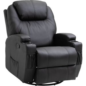 HOMCOM Fauteuil relaxant fauteuil de massage 8 points de massage par vibration inclinaison dossier repose-pied réglable Noir   Aosom France