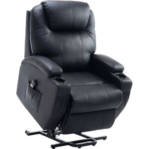 HOMCOM Fauteuil relax Fauteuil releveur électrique inclinable Repose-Pied relevable télécommande revêtement synthétique Noir  Aosom France