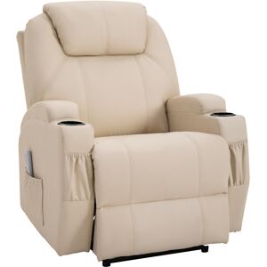 HOMCOM  Fauteuil Relaxant Fauteuil Massant Inclinaison Dossier Repose-Pied électrique revêtement synthétique Crème