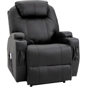 HOMCOM Fauteuil Relaxant Fauteuil Massant Inclinaison Dossier Repose-Pied électrique revêtement synthétique Noir