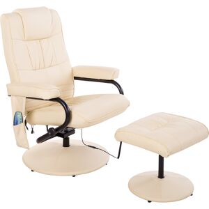 HOMCOM Fauteuil de Massage et Relaxation électrique pivotant inclinable avec Repose-Pied revêtement synthétique Beige