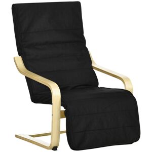 HOMCOM Fauteuil Luxe Confort et Relaxation avec Repose-Pied réglable déhoussable 94 x 66,5 x 100 cm cm Bois Massif Noir