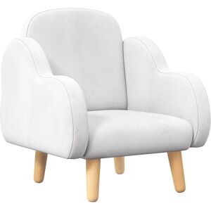 ZONEKIZ Fauteuil pour enfant design scandinave nuage grand confort avec piètement inclinés et tissu 46 x 51 x 55 cm blanc