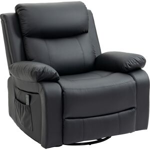 HOMCOM Fauteuil de massage et relaxation électrique inclinable pivotant repose-pied télécommande noir